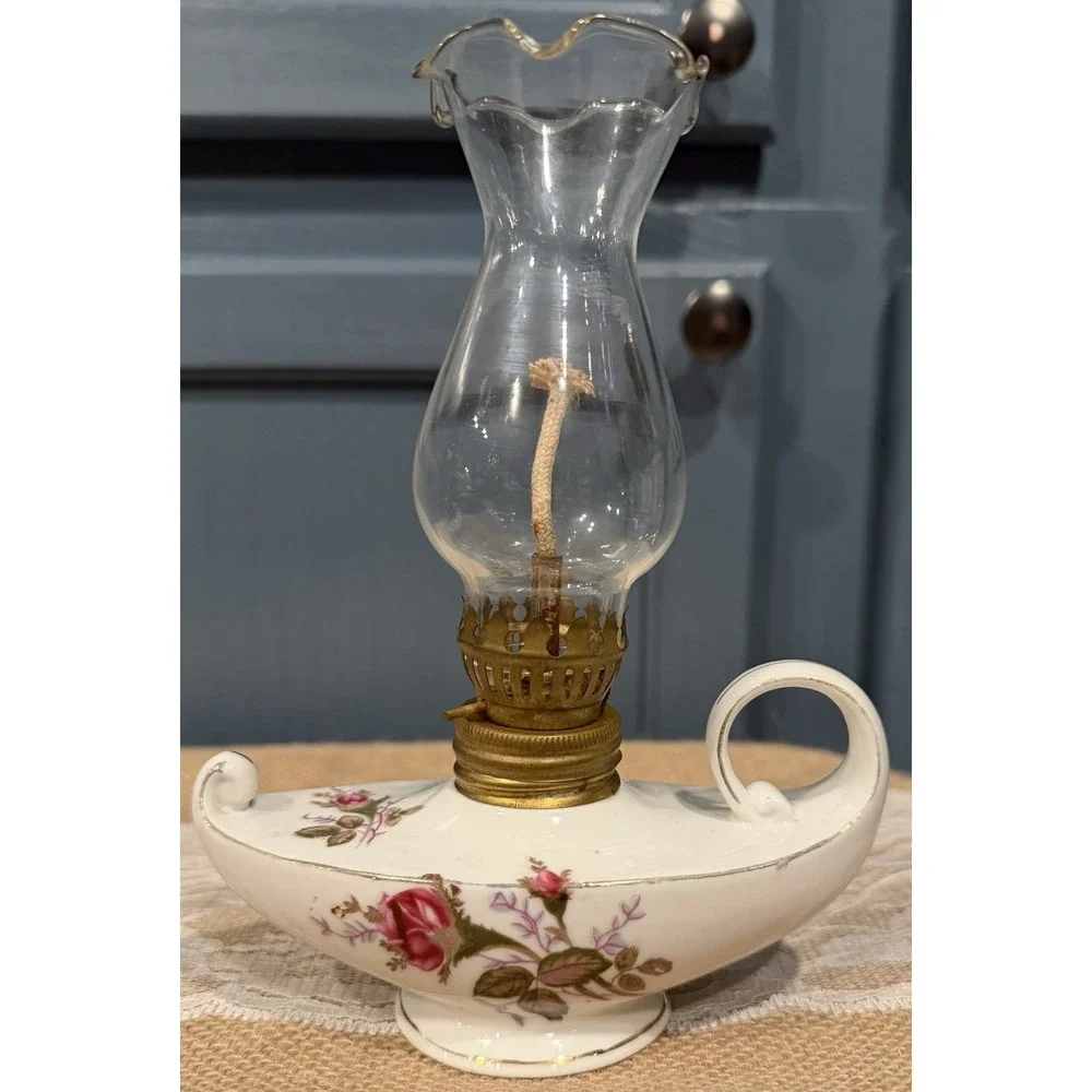 Vintage Miniature Porcelain Aladdin Style Lamp, Beautiful